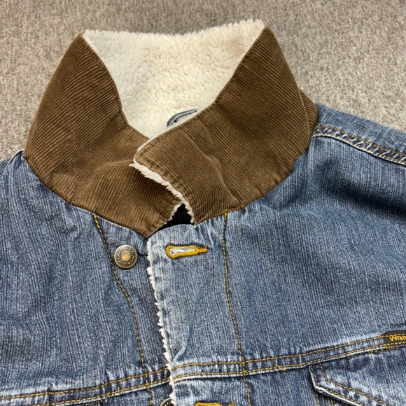 Wrangler Sherpa Lined Denim Jacket Mens Authentic Western Blue Jean Coat XL - Picture 11 of 12